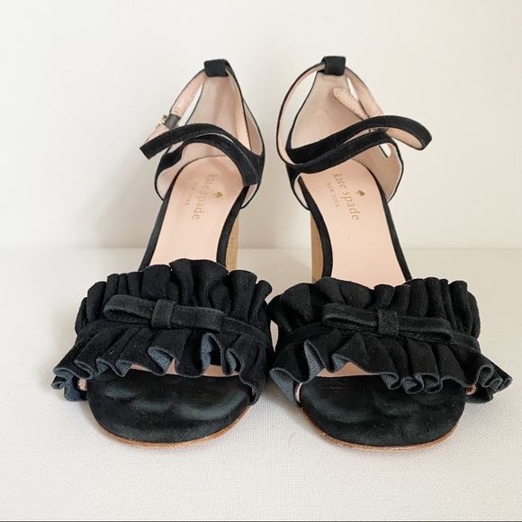 Kate Spade Dawson Black Wedge Sandals - 6 - Picture 3 of 13
